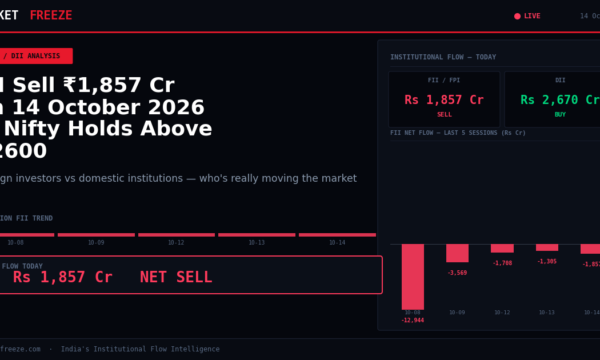 FII Sell ₹1,857 Cr on 14 October 2026 — Nifty Holds Above 22600