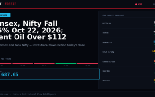 Sensex, Nifty Fall 0.5% Oct 22, 2026; Brent Oil Over $112